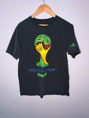 adidas Black Tee with Yellow & Green 2014 World Cup Graphic